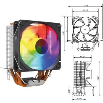 COOLER CPU 4PIPES 90 PWM ARGB